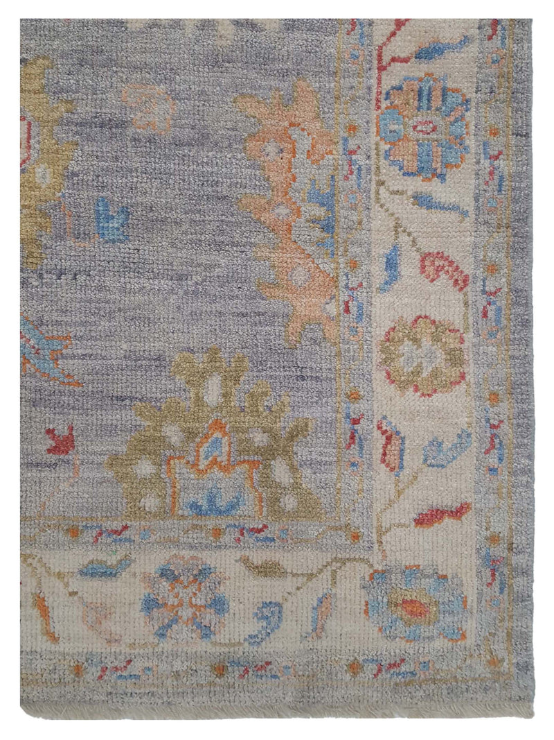 Pacific Ushak Wool Weft 42489 Ivory Multi Transitional Hand Knotted Rug