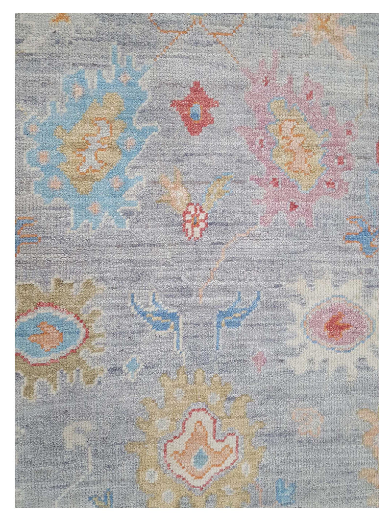 Pacific Ushak Wool Weft 42489 Ivory Multi Transitional Hand Knotted Rug