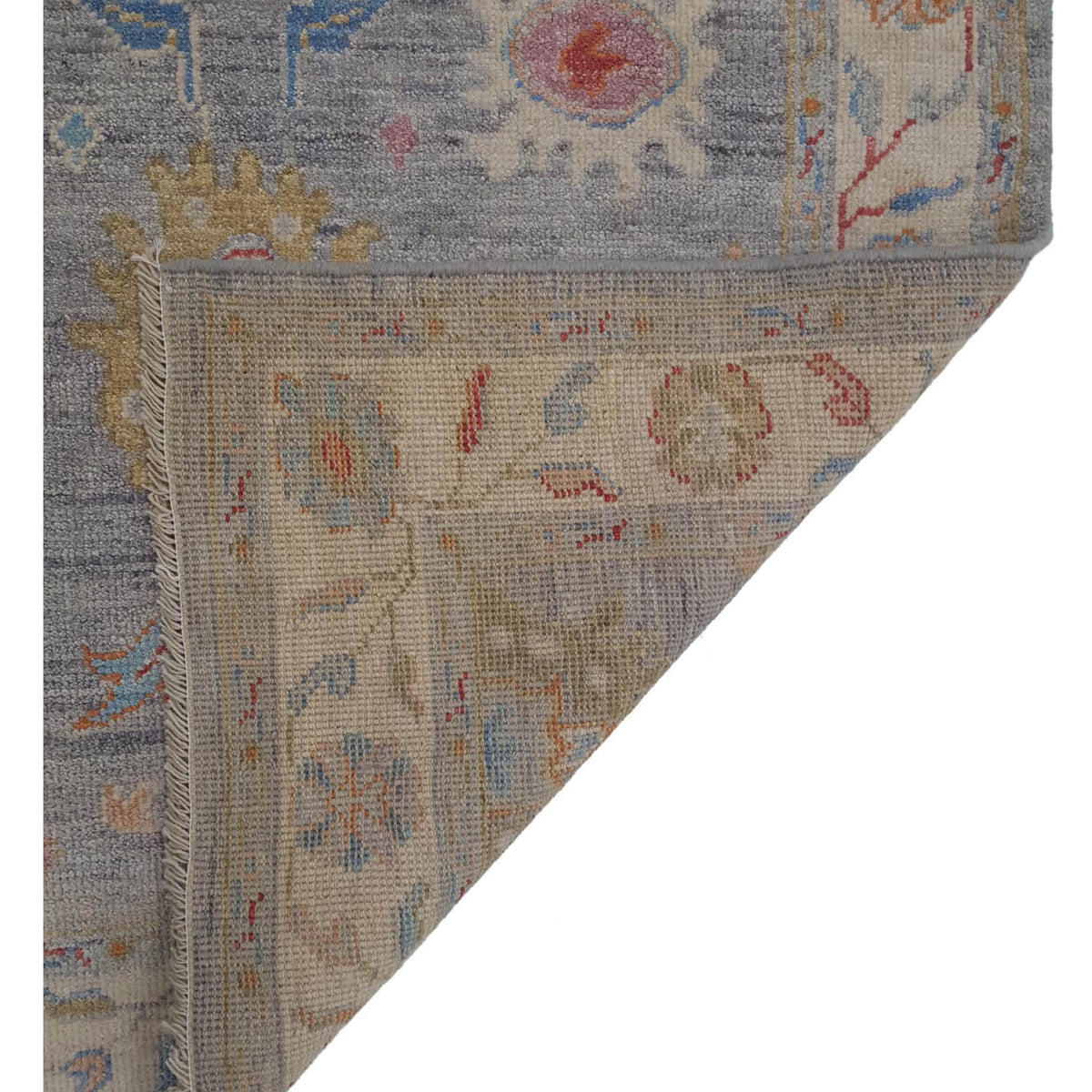 Pacific Ushak Wool Weft 42489 Ivory Multi Transitional Hand Knotted Rug