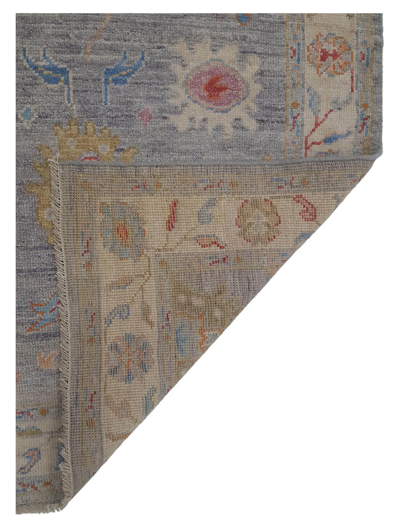 Pacific Ushak Wool Weft 42489 Ivory Multi Transitional Hand Knotted Rug