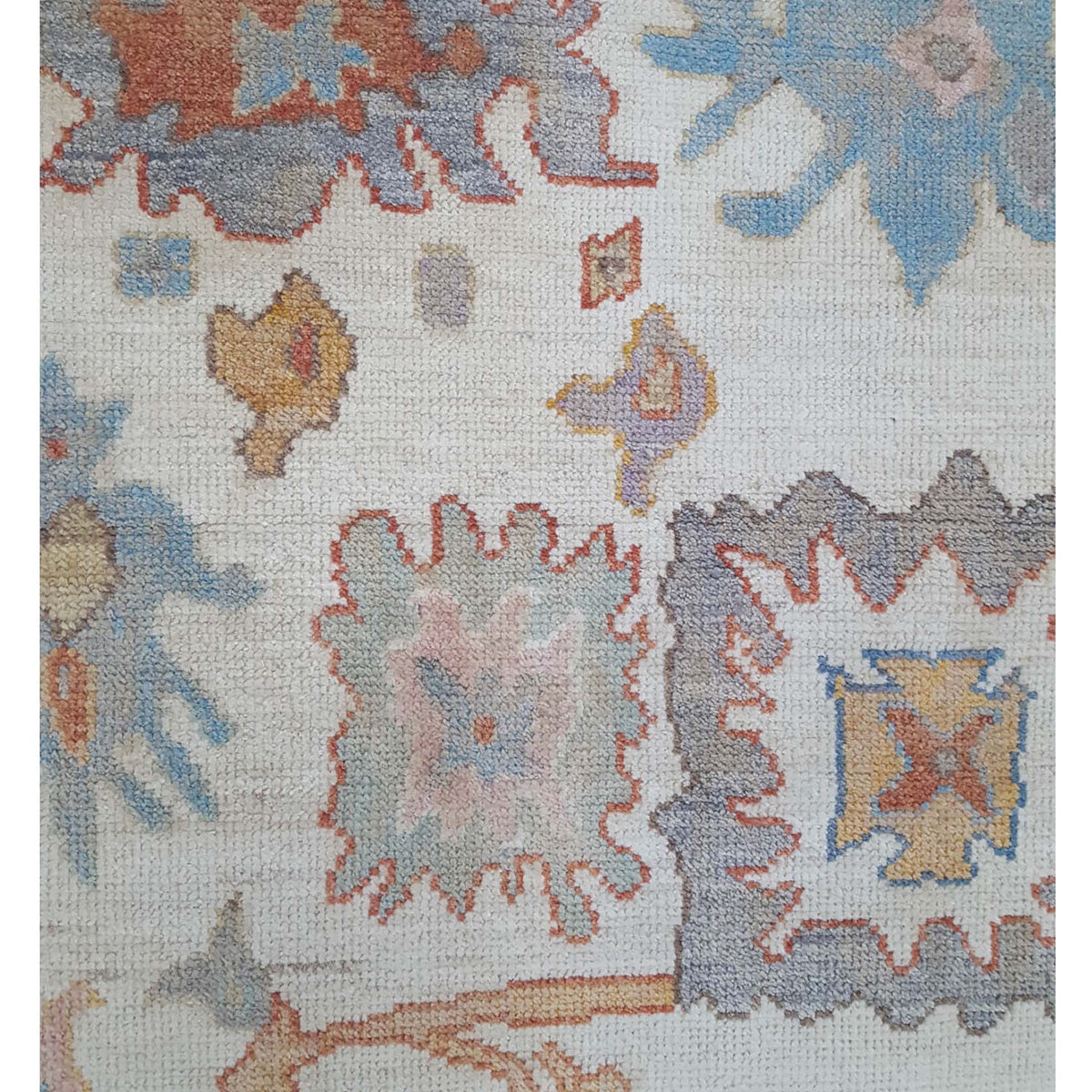 Pacific Ushak Wool Weft 42490 Ivory Multi Transitional Hand Knotted Rug