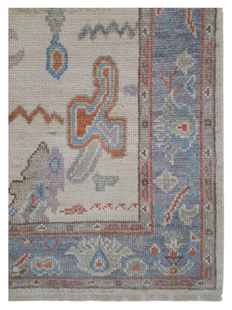 Pacific Ushak Wool Weft 42491 Ivory Multi Transitional Hand Knotted Rug