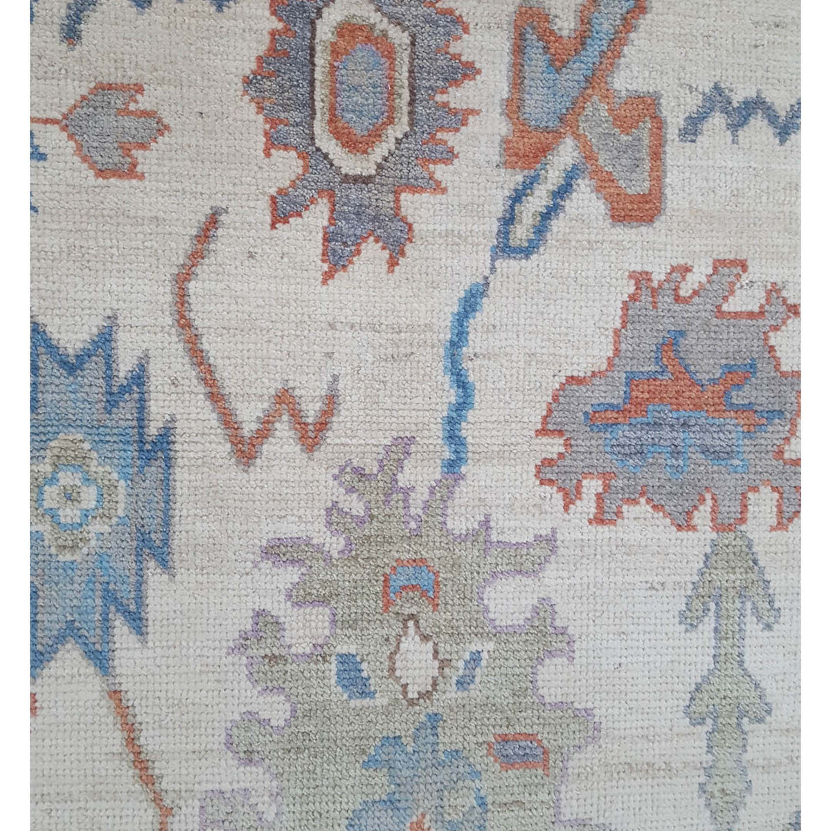 Pacific Ushak Wool Weft 42491 Ivory Multi Transitional Hand Knotted Rug