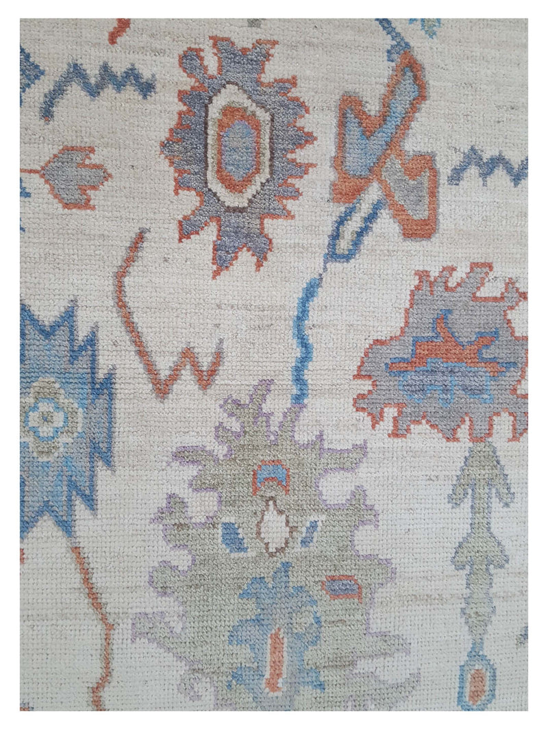 Pacific Ushak Wool Weft 42491 Ivory Multi Transitional Hand Knotted Rug