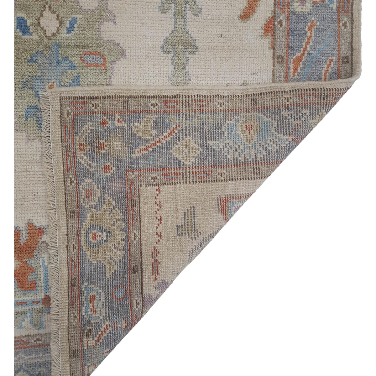 Pacific Ushak Wool Weft 42491 Ivory Multi Transitional Hand Knotted Rug