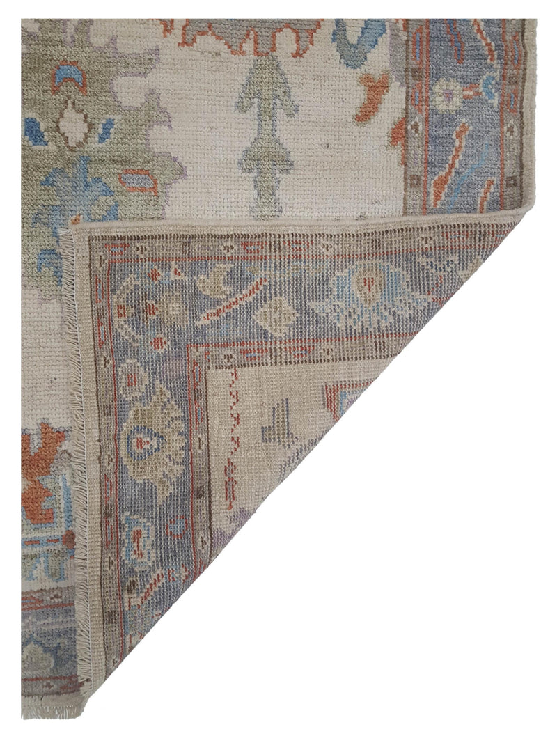 Pacific Ushak Wool Weft 42491 Ivory Multi Transitional Hand Knotted Rug