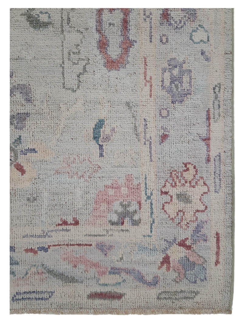 Pacific Ushak Wool Weft 42495 Beige Multi Transitional Hand Knotted Rug