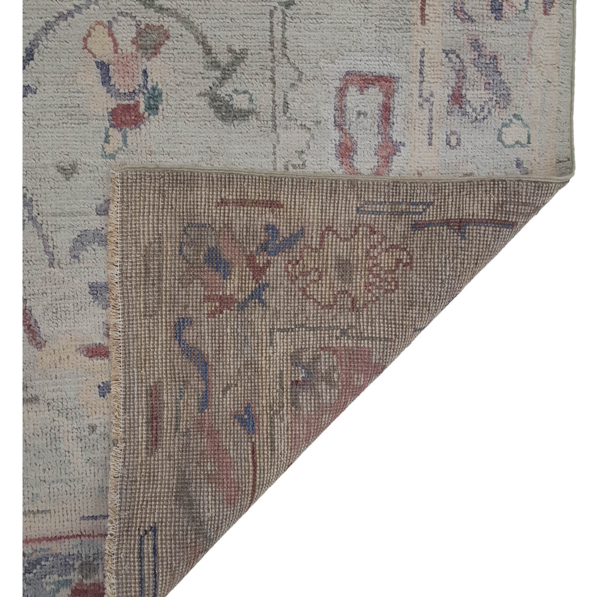 Pacific Ushak Wool Weft 42495 Beige Multi Transitional Hand Knotted Rug