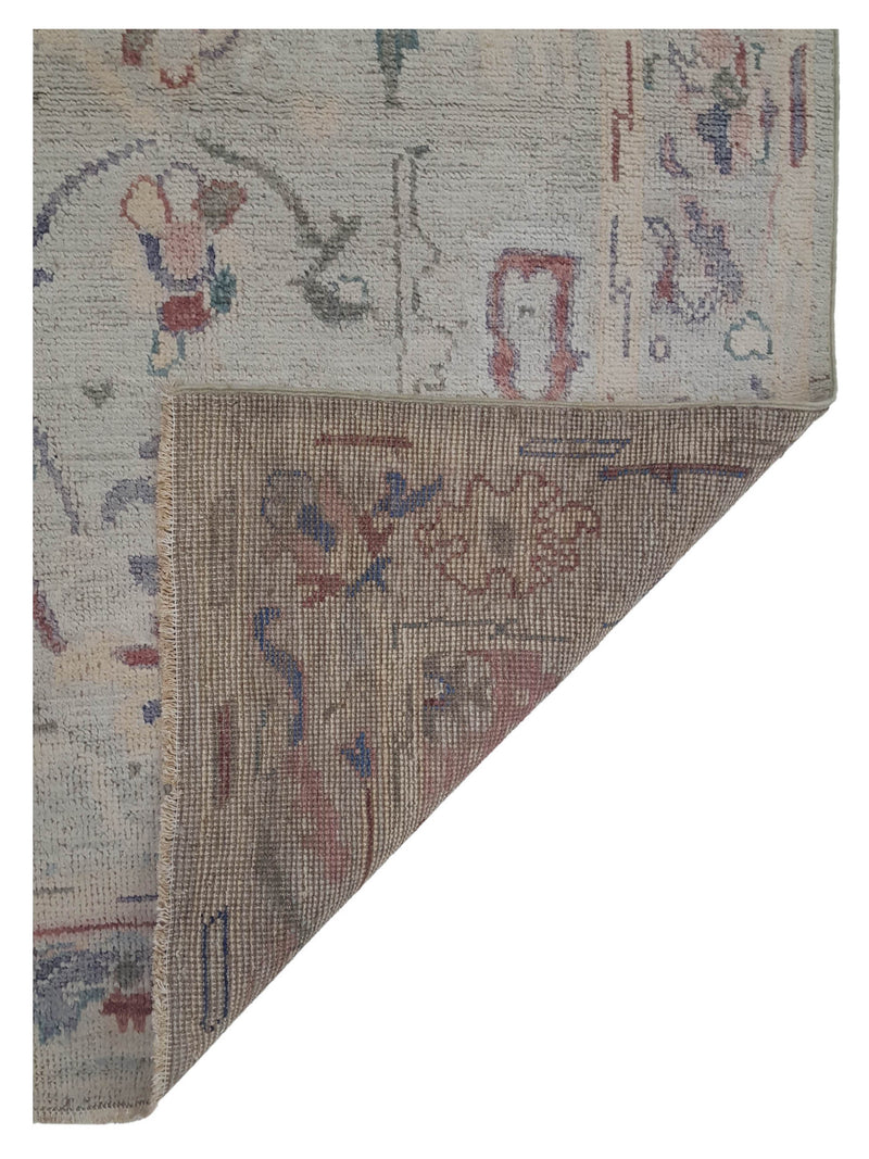 Pacific Ushak Wool Weft 42495 Beige Multi Transitional Hand Knotted Rug