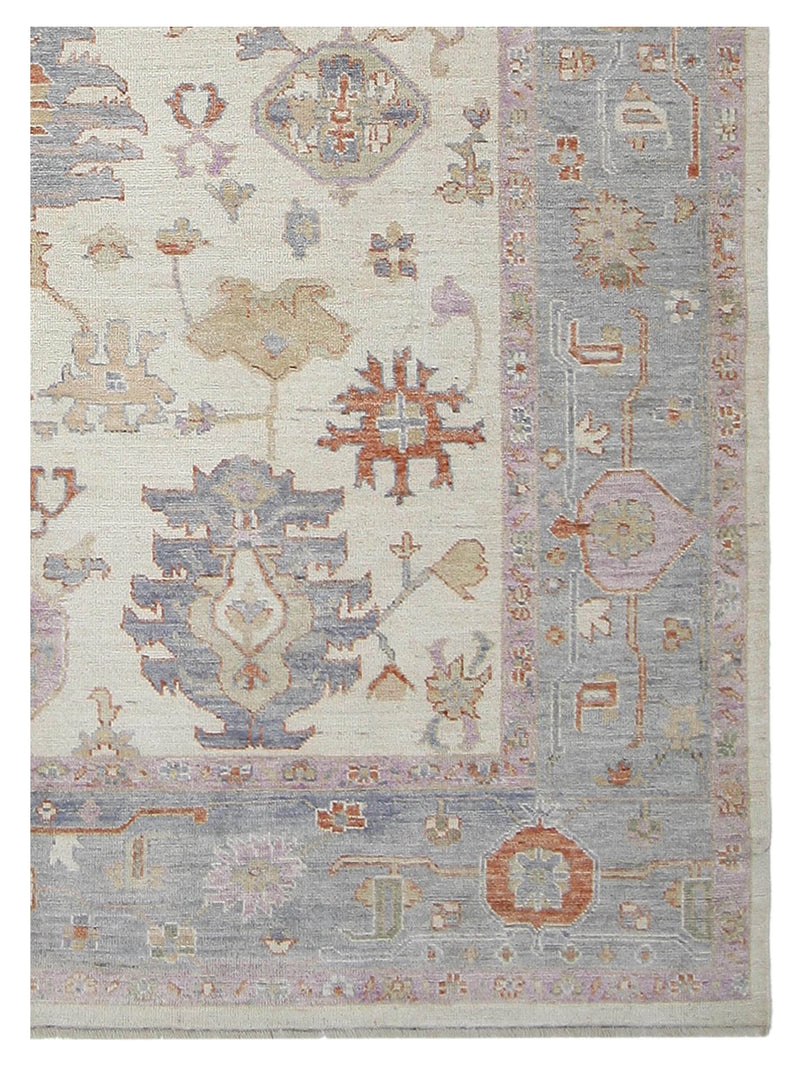 Pacific Ushak Wool Weft 42499 Beige Multi Transitional Hand Knotted Rug