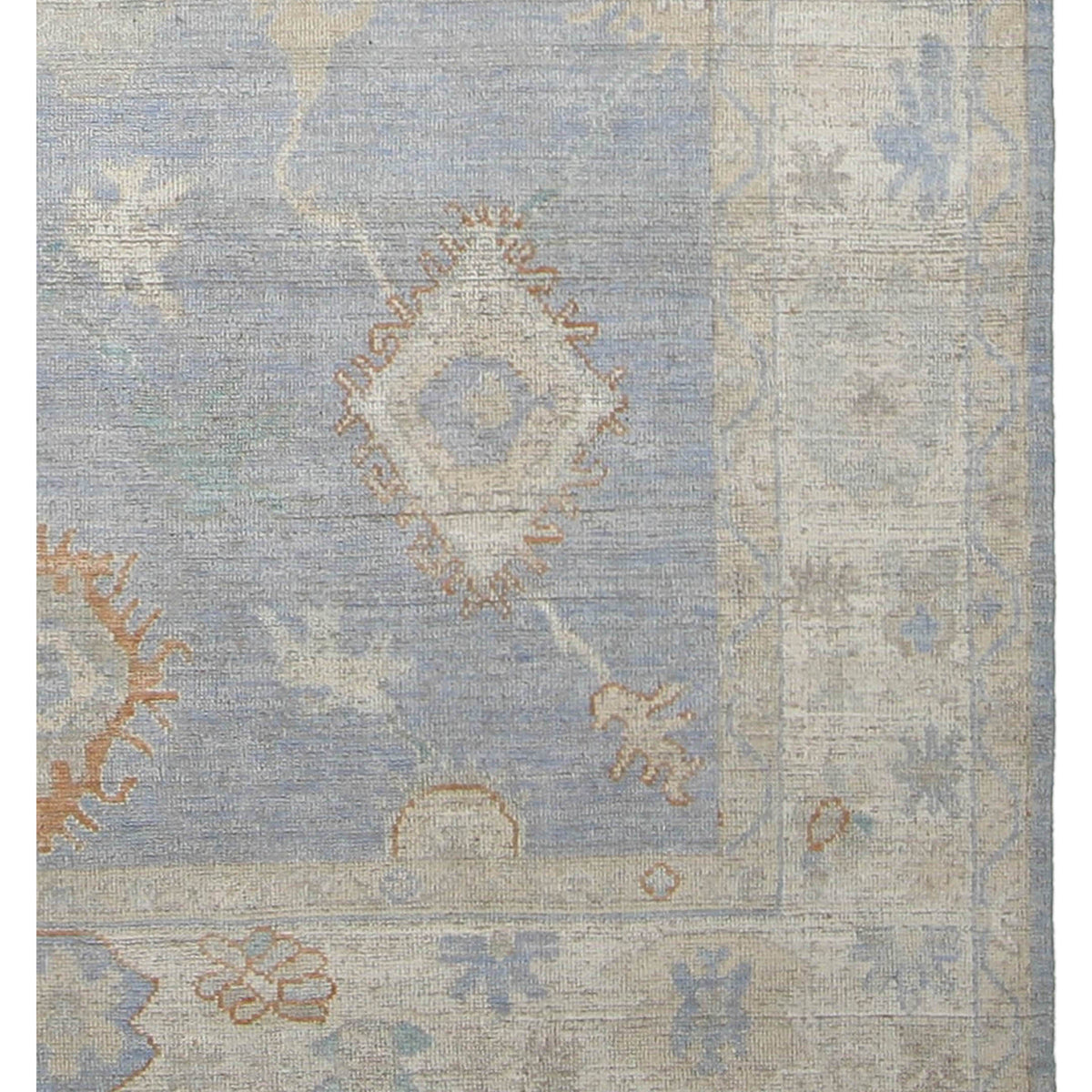 Pacific Ushak Wool Weft 42502 Blue Beige Transitional Hand Knotted Rug