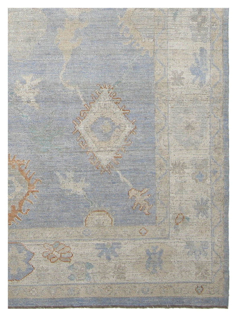 Pacific Ushak Wool Weft 42502 Blue Beige Transitional Hand Knotted Rug