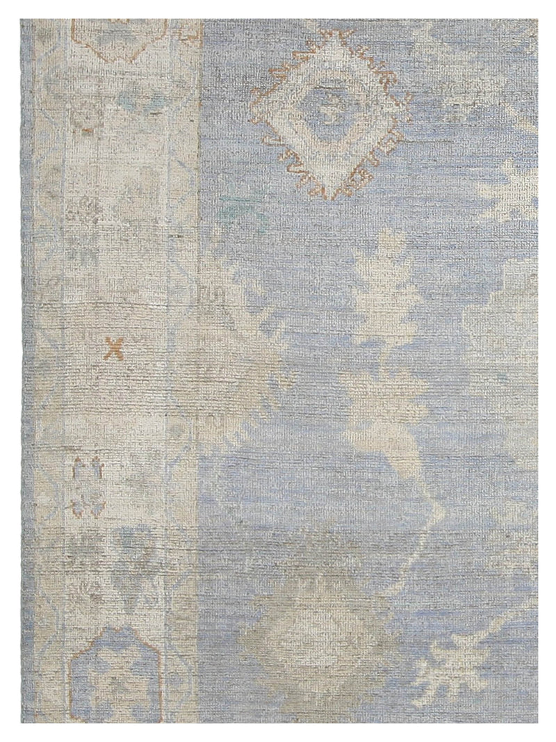 Pacific Ushak Wool Weft 42502 Blue Beige Transitional Hand Knotted Rug