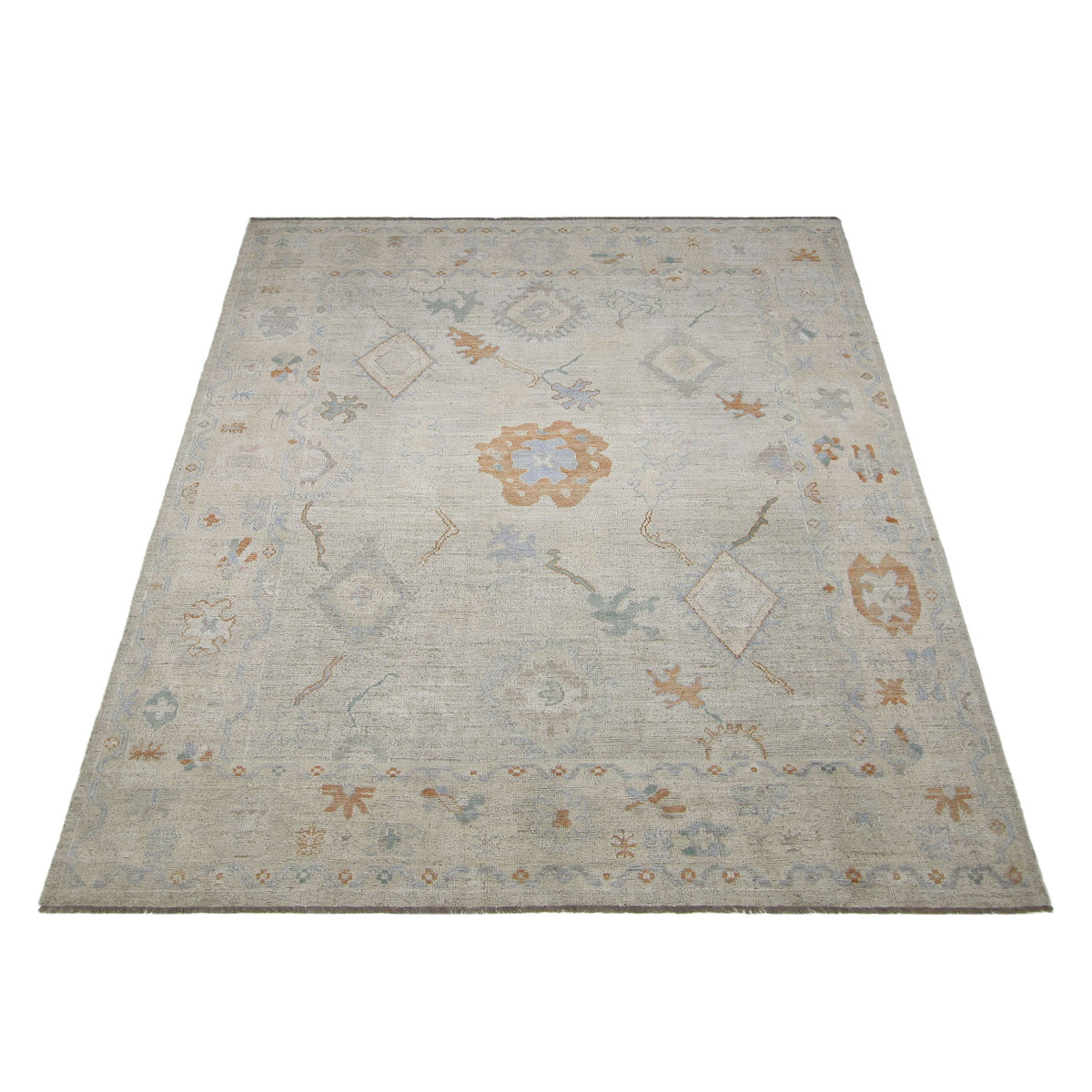 Pacific Ushak Wool Weft 42503 Beige Blush Transitional Hand Knotted Rug