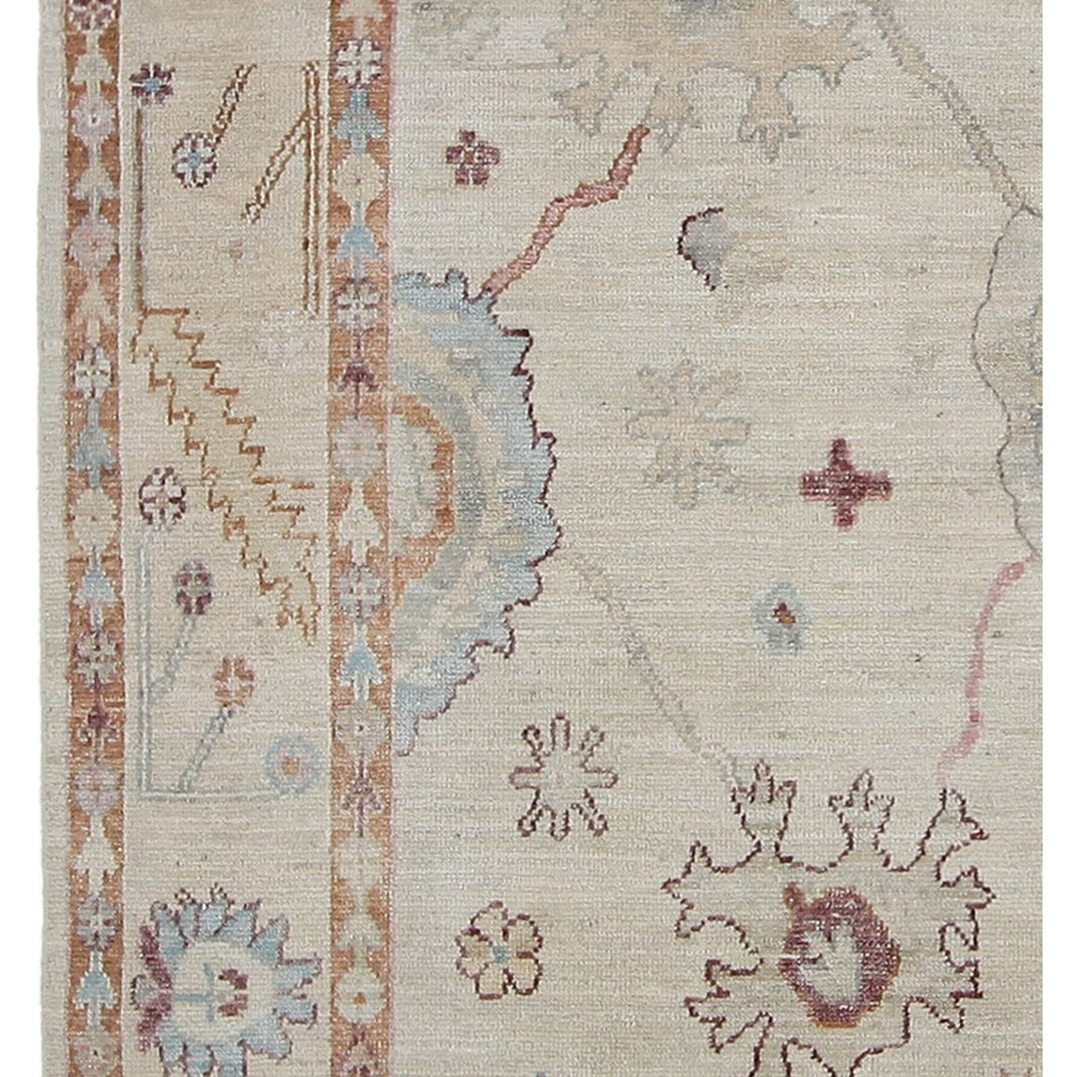 Pacific Ushak Wool Weft 42504 Beige Brown Transitional Hand Knotted Rug