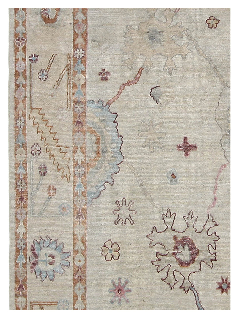 Pacific Ushak Wool Weft 042504 Beige Sandy Brown Transitional Hand Knotted Rug