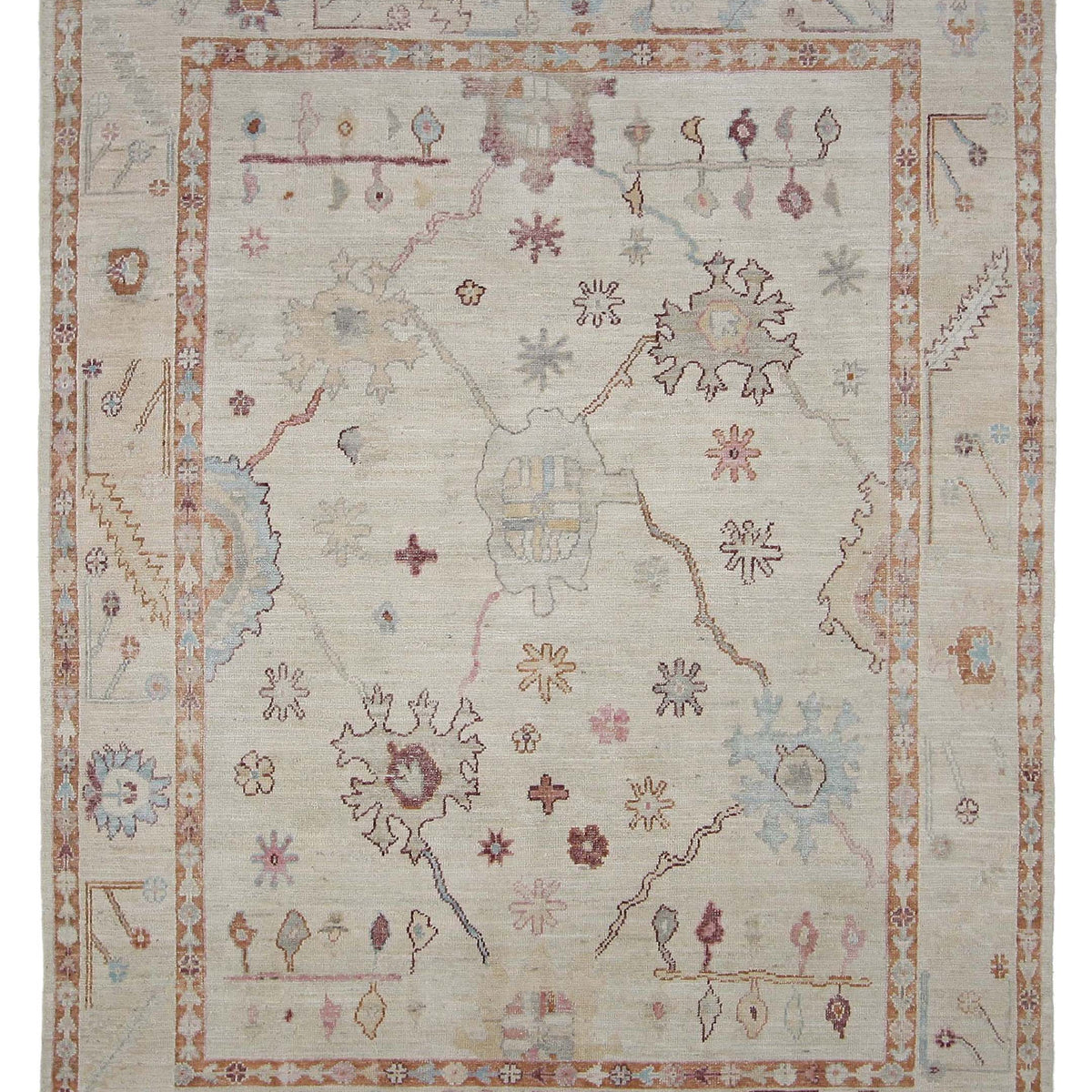 Pacific Ushak Wool Weft  Beige Brown Transitional