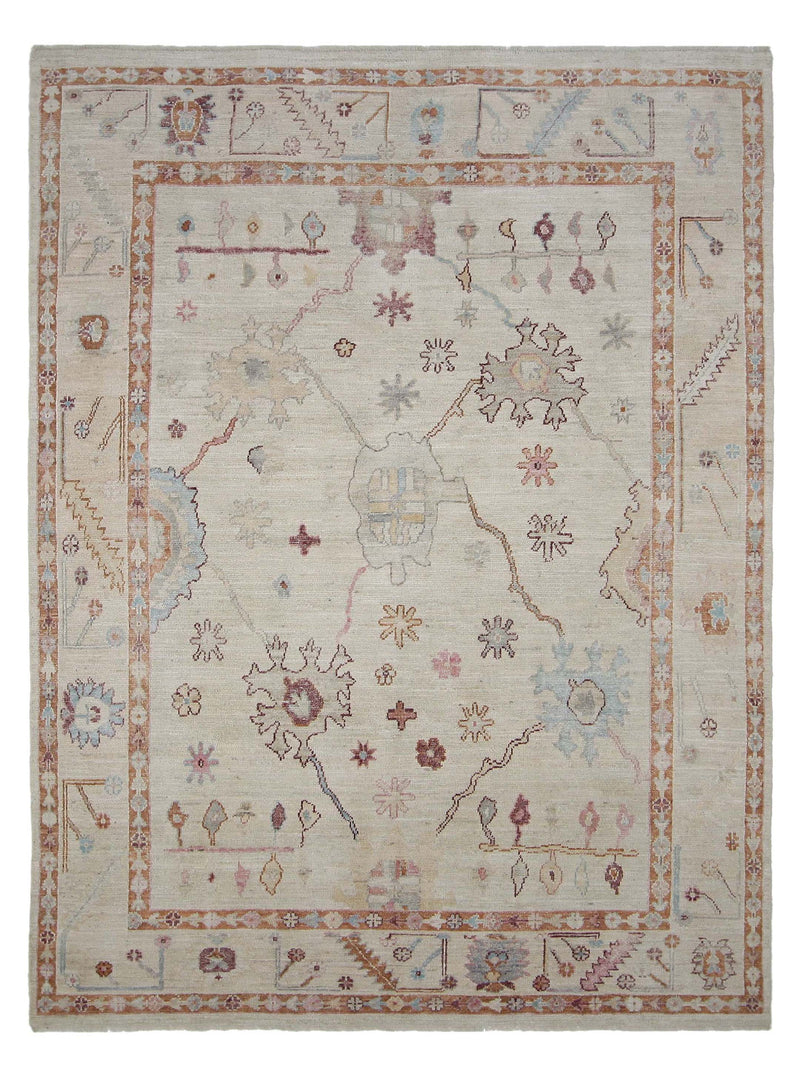 Pacific Ushak Wool Weft  Beige Brown Transitional