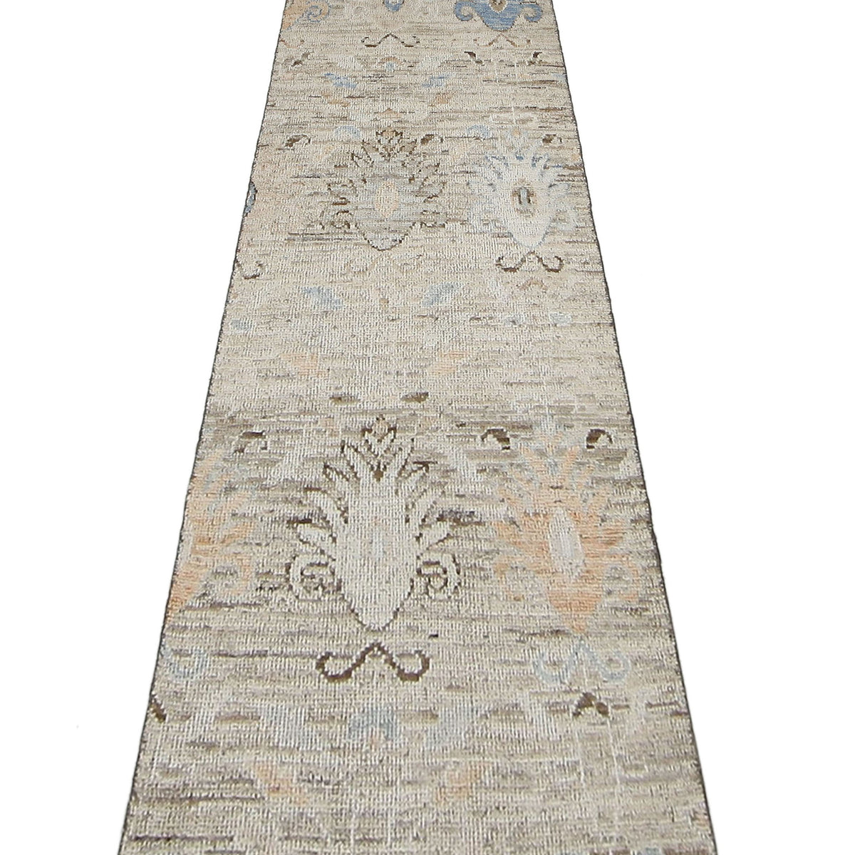 Pacific Ushak Wool Weft 42508 Brown Beige Transitional Hand Knotted Rug