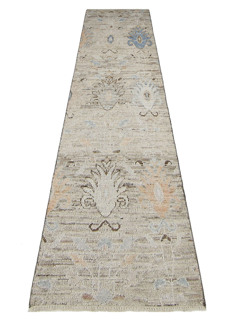 Pacific Ushak Wool Weft 42508 Brown Beige Transitional Hand Knotted Rug