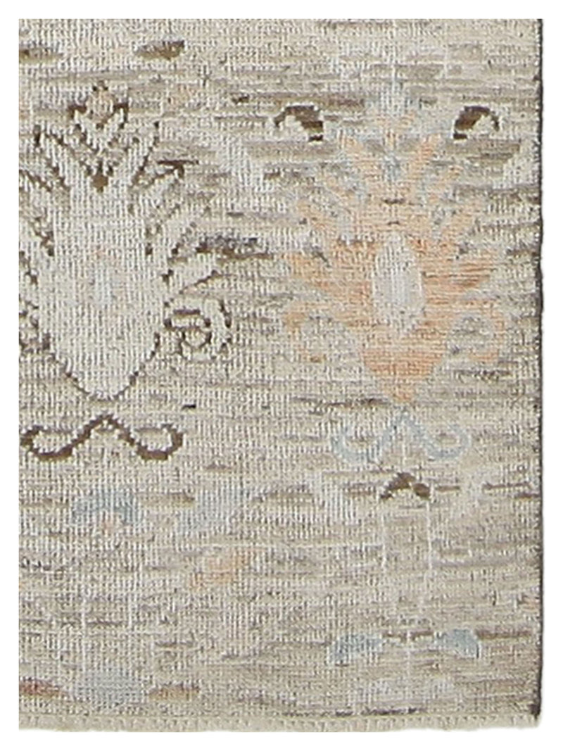 Pacific Ushak Wool Weft 42508 Brown Beige Transitional Hand Knotted Rug