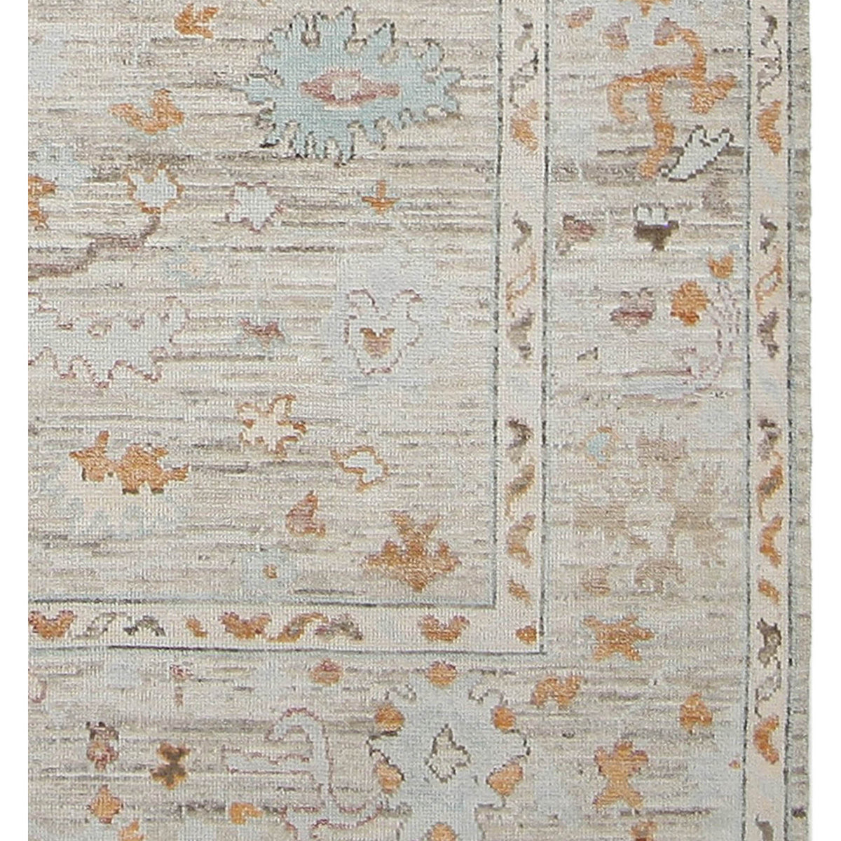 Pacific Ushak Wool Weft 42515 Beige Tangerine Transitional Hand Knotted Rug