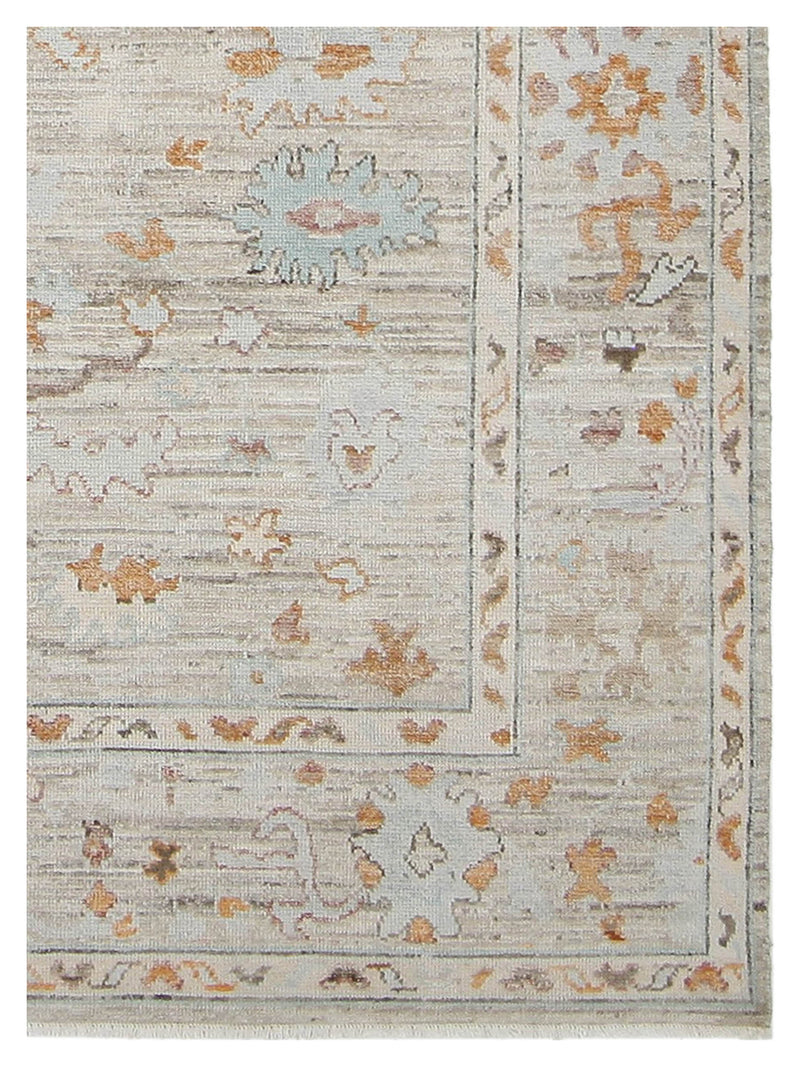 Pacific Ushak Wool Weft 42515 Beige Tangerine Transitional Hand Knotted Rug