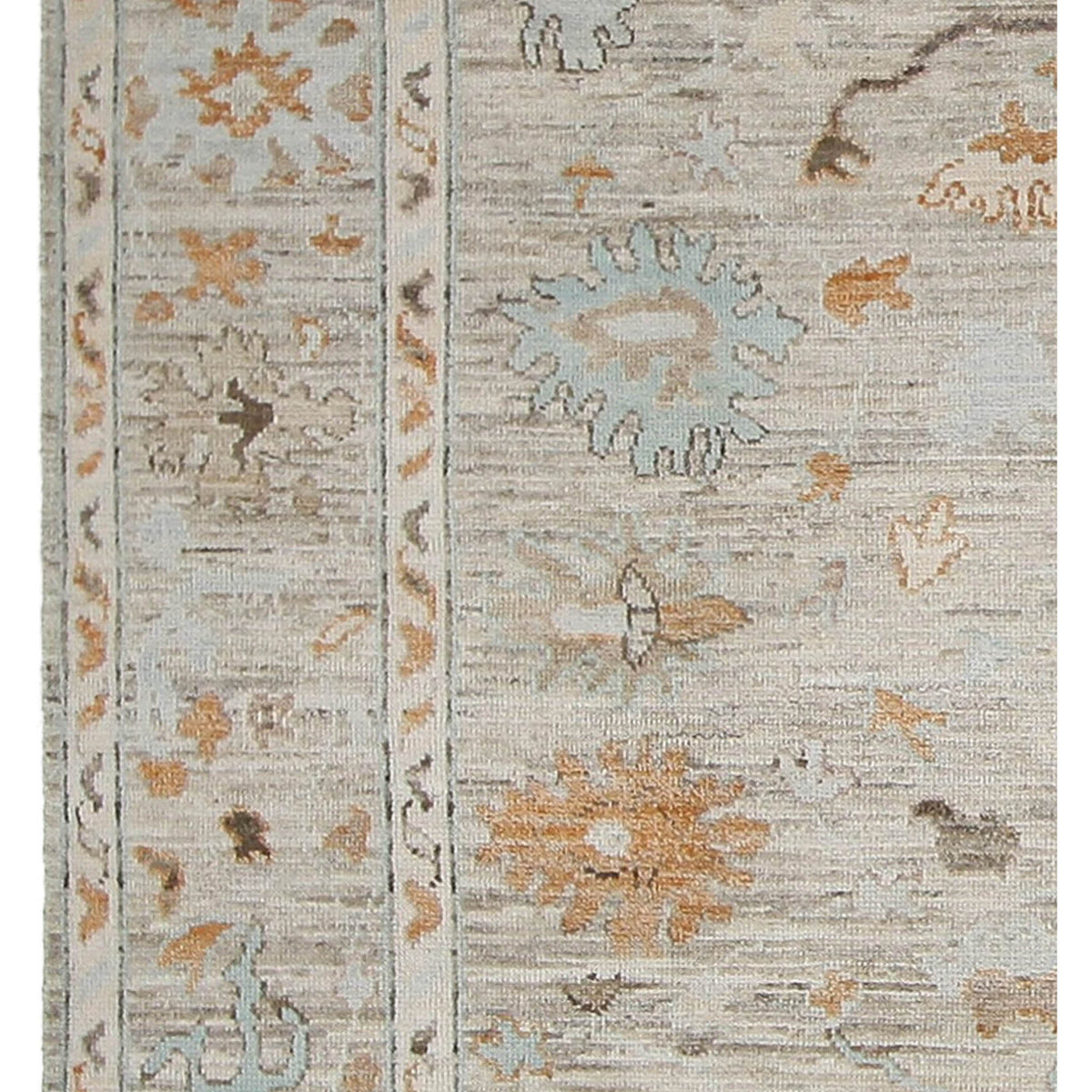 Pacific Ushak Wool Weft 42515 Beige Tangerine Transitional Hand Knotted Rug