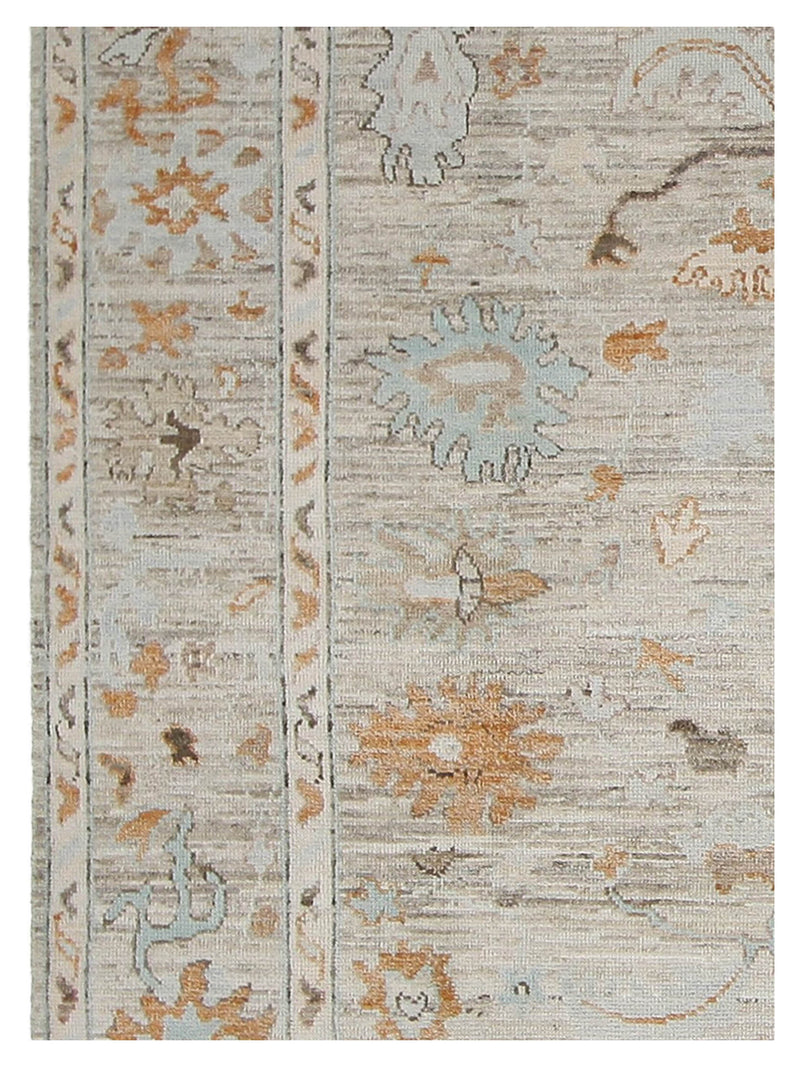 Pacific Ushak Wool Weft 42515 Beige Tangerine Transitional Hand Knotted Rug