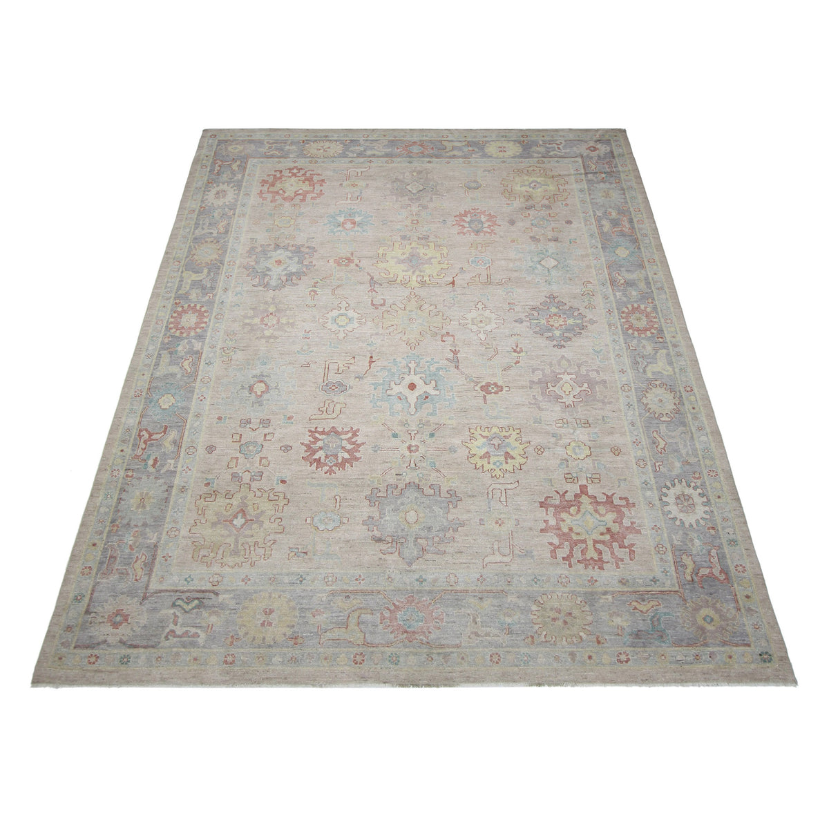 Pacific Ushak Wool Weft 42523 Peach Lavender Transitional Hand Knotted Rug