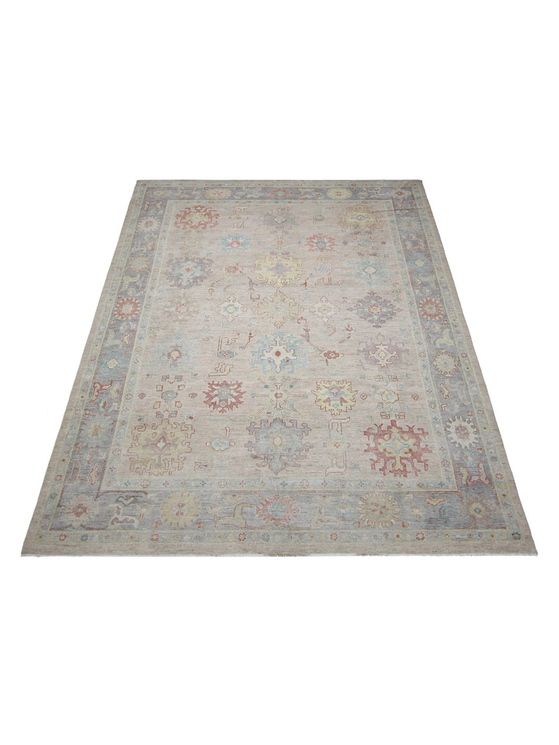 Pacific Ushak Wool Weft 42523 Peach Lavender Transitional Hand Knotted Rug