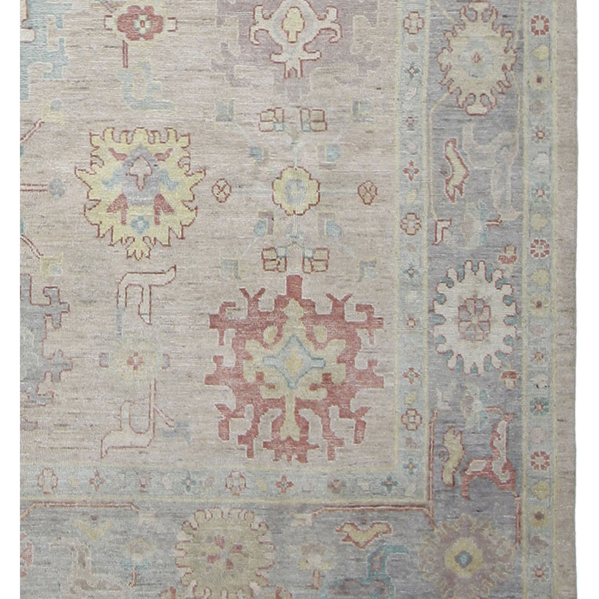 Pacific Ushak Wool Weft 42523 Peach Lavender Transitional Hand Knotted Rug