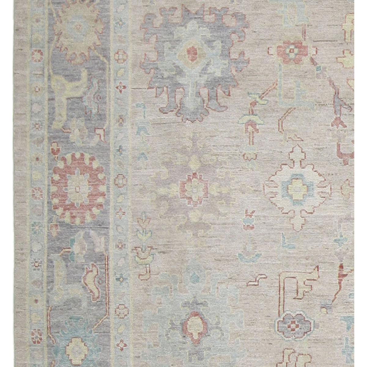 Pacific Ushak Wool Weft 42523 Peach Lavender Transitional Hand Knotted Rug
