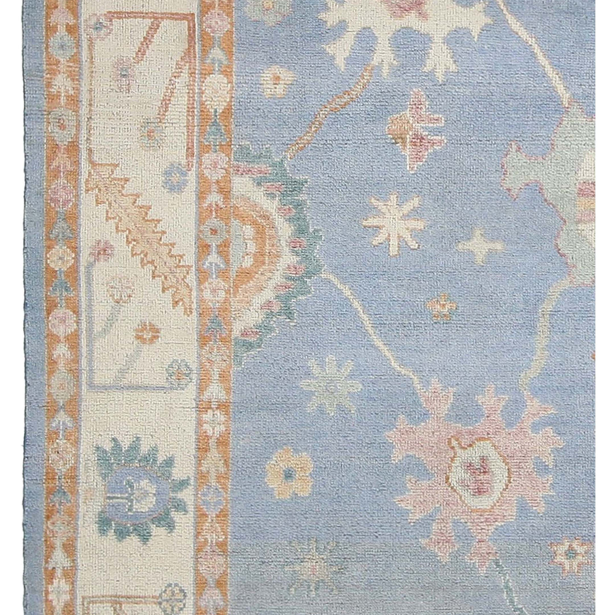 Pacific Ushak Wool Weft 42530 Blue Linen Transitional Hand Knotted Rug