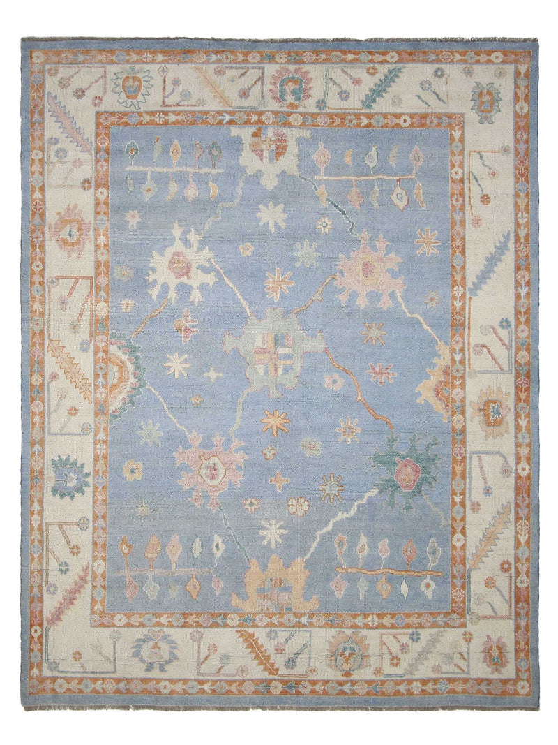 Pacific Ushak Wool Weft  Blue Linen Transitional