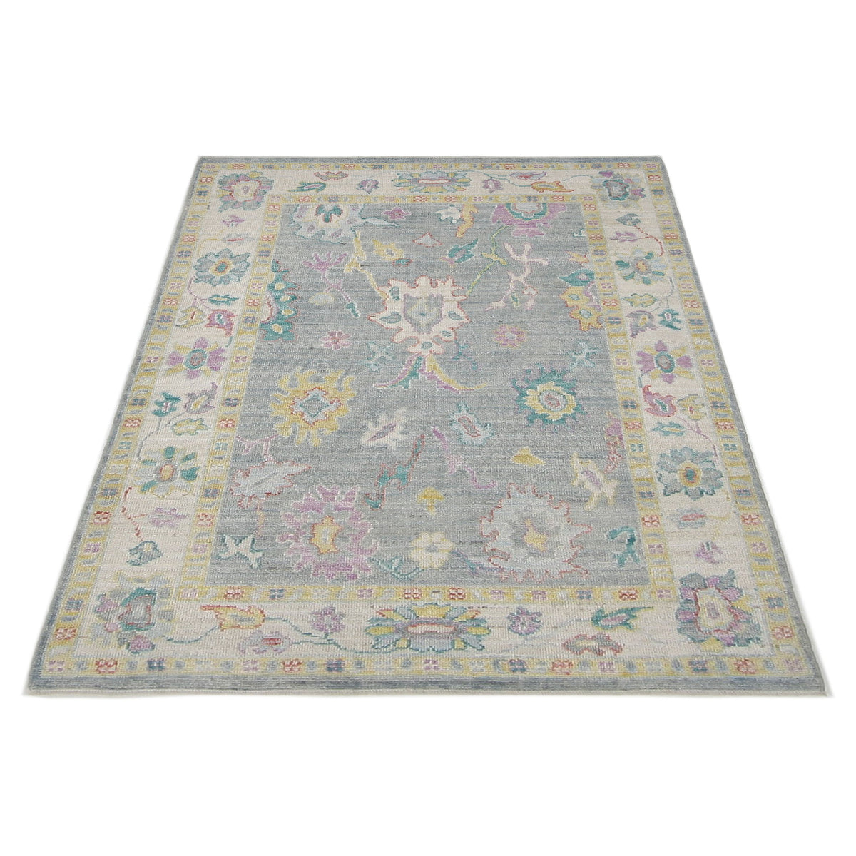 Pacific Ushak Wool Weft 42531 Lt.Grey Ivory Transitional Hand Knotted Rug