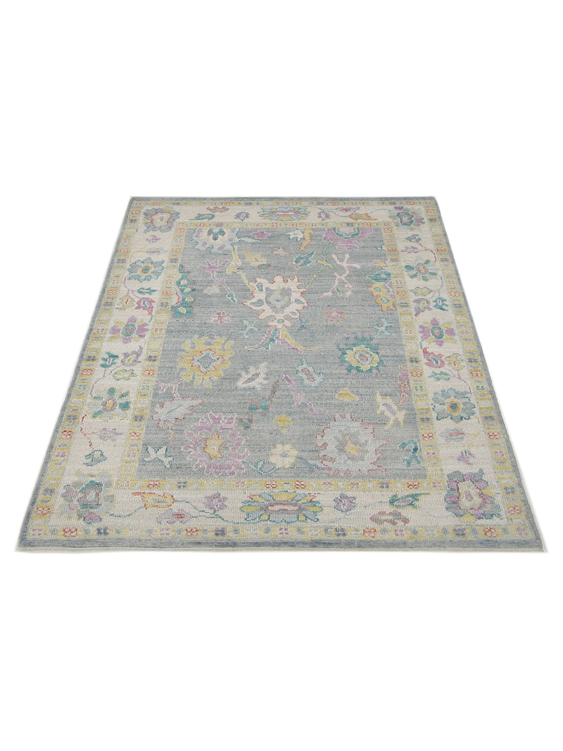 Pacific Ushak Wool Weft 42531 Lt.Grey Ivory Transitional Hand Knotted Rug