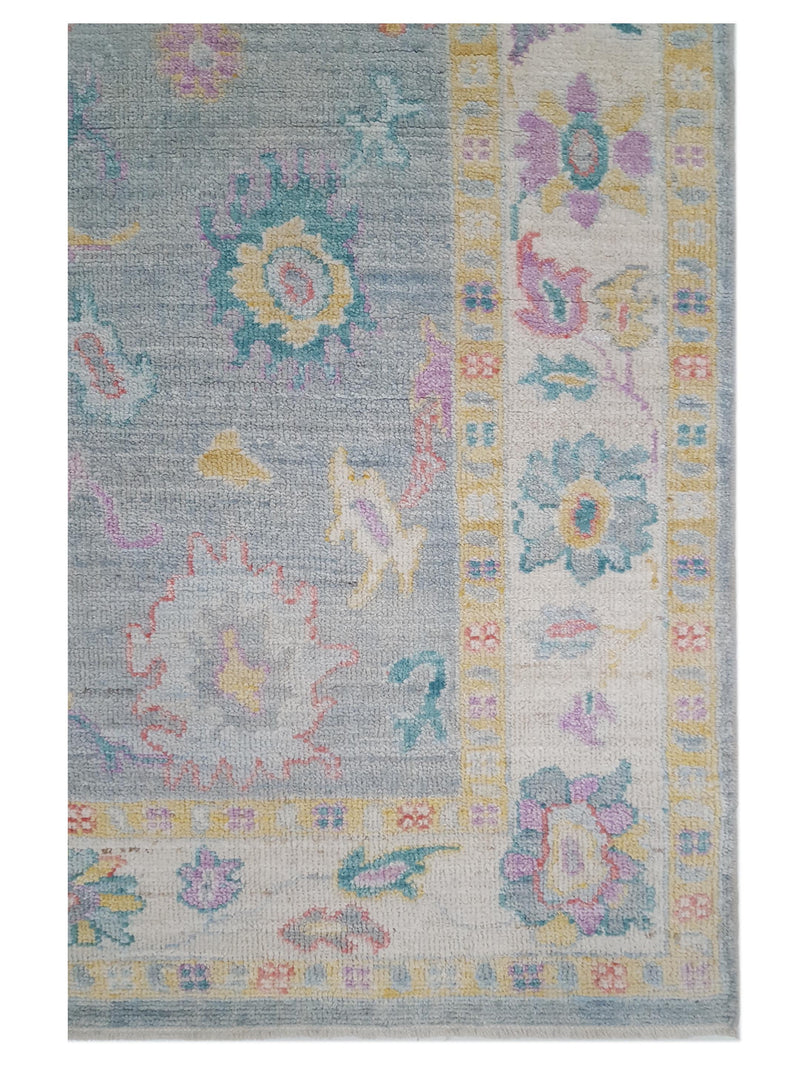 Pacific Ushak Wool Weft 42531 Lt.Grey Ivory Transitional Hand Knotted Rug