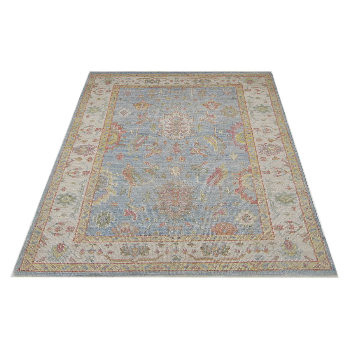 Pacific Ushak Wool Weft 42533 Lt.Blue Ivory Transitional Hand Knotted Rug