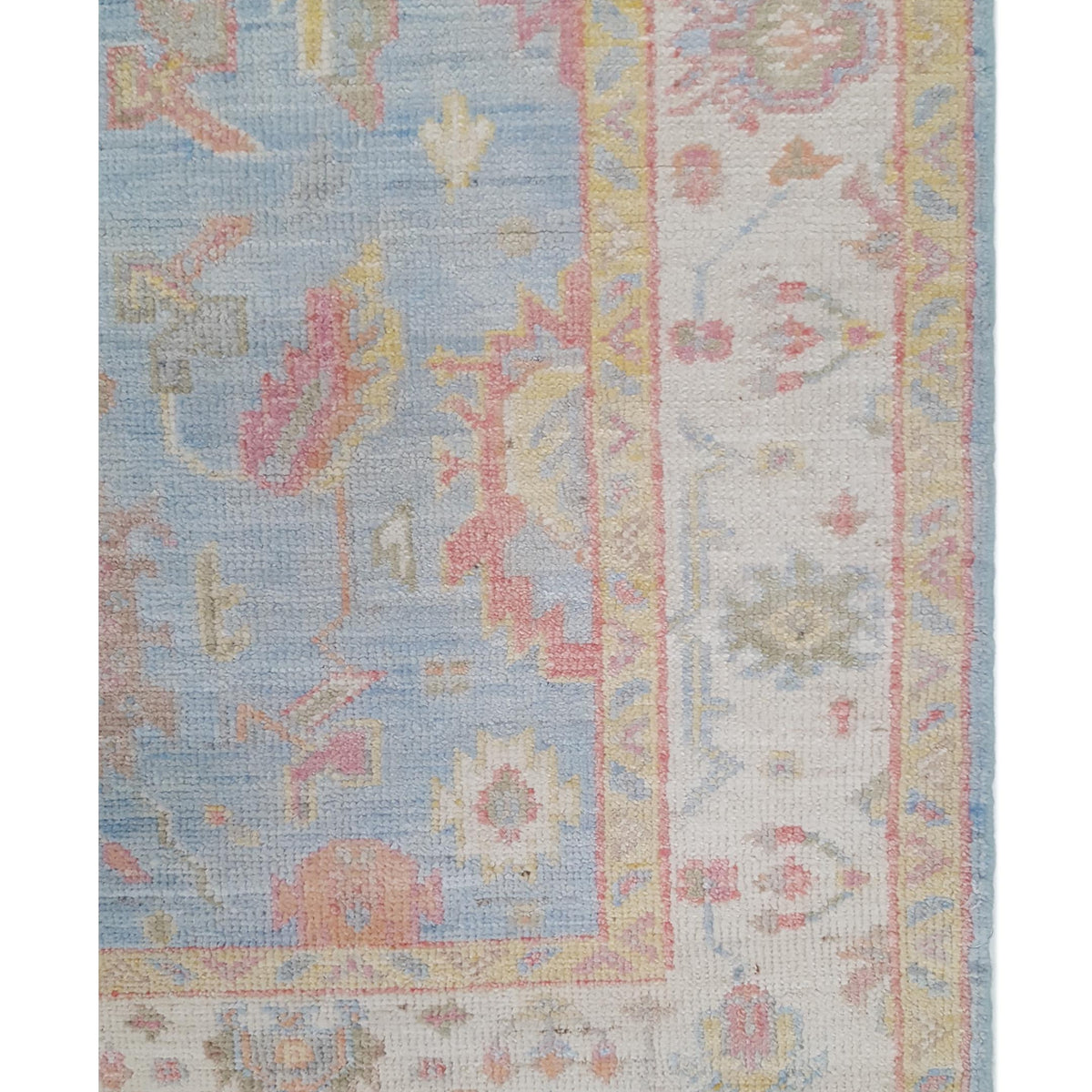 Pacific Ushak Wool Weft 42533 Lt.Blue Ivory Transitional Hand Knotted Rug