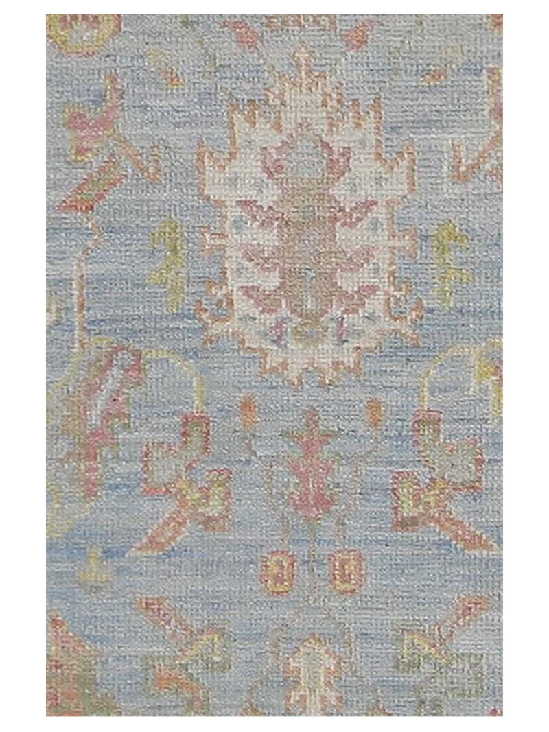 Pacific Ushak Wool Weft 42533 Lt.Blue Ivory Transitional Hand Knotted Rug