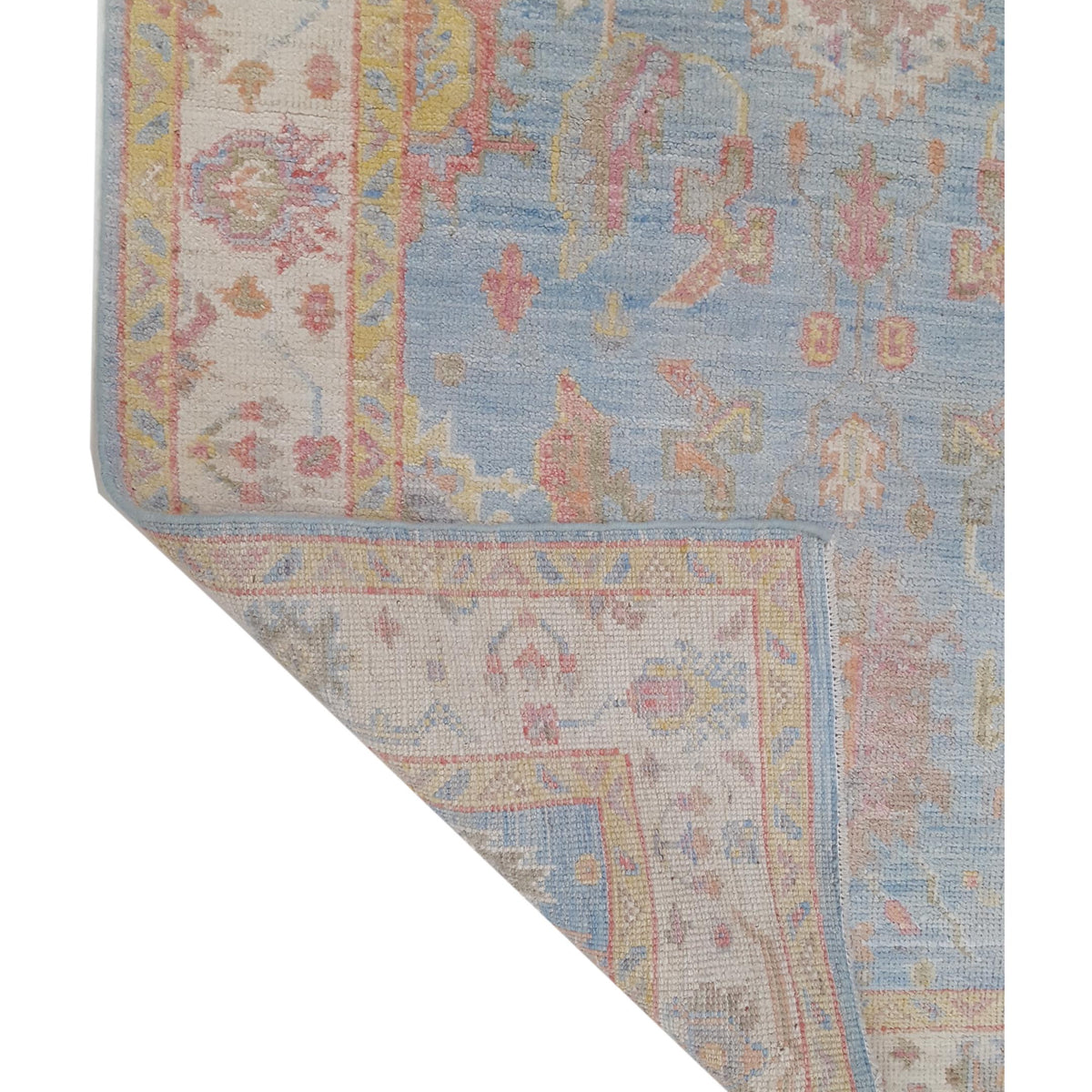 Pacific Ushak Wool Weft 42533 Lt.Blue Ivory Transitional Hand Knotted Rug