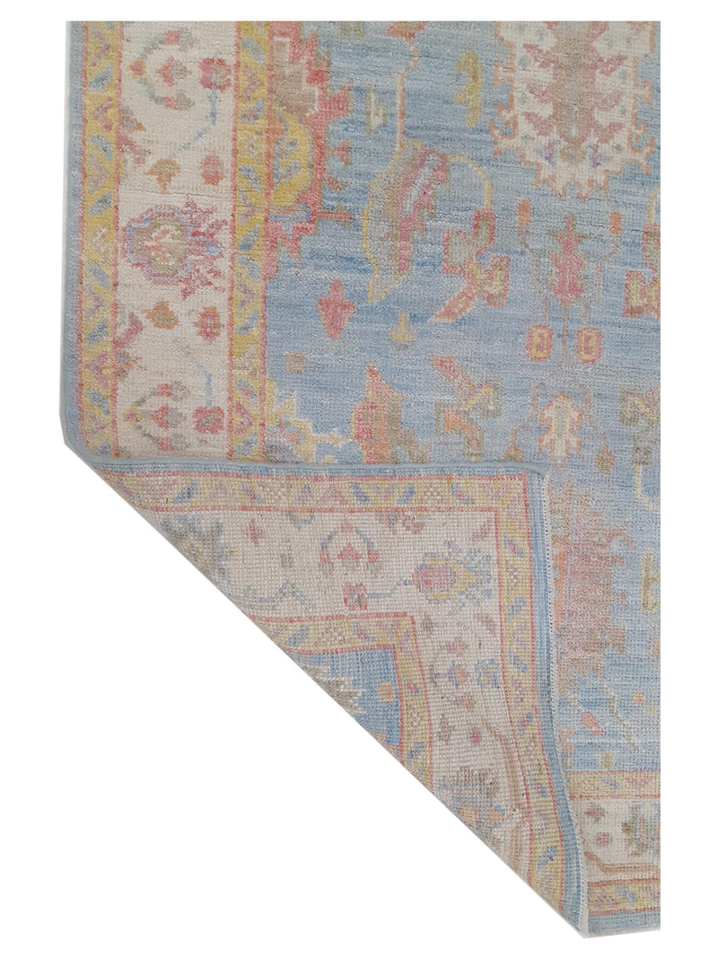 Pacific Ushak Wool Weft 42533 Lt.Blue Ivory Transitional Hand Knotted Rug