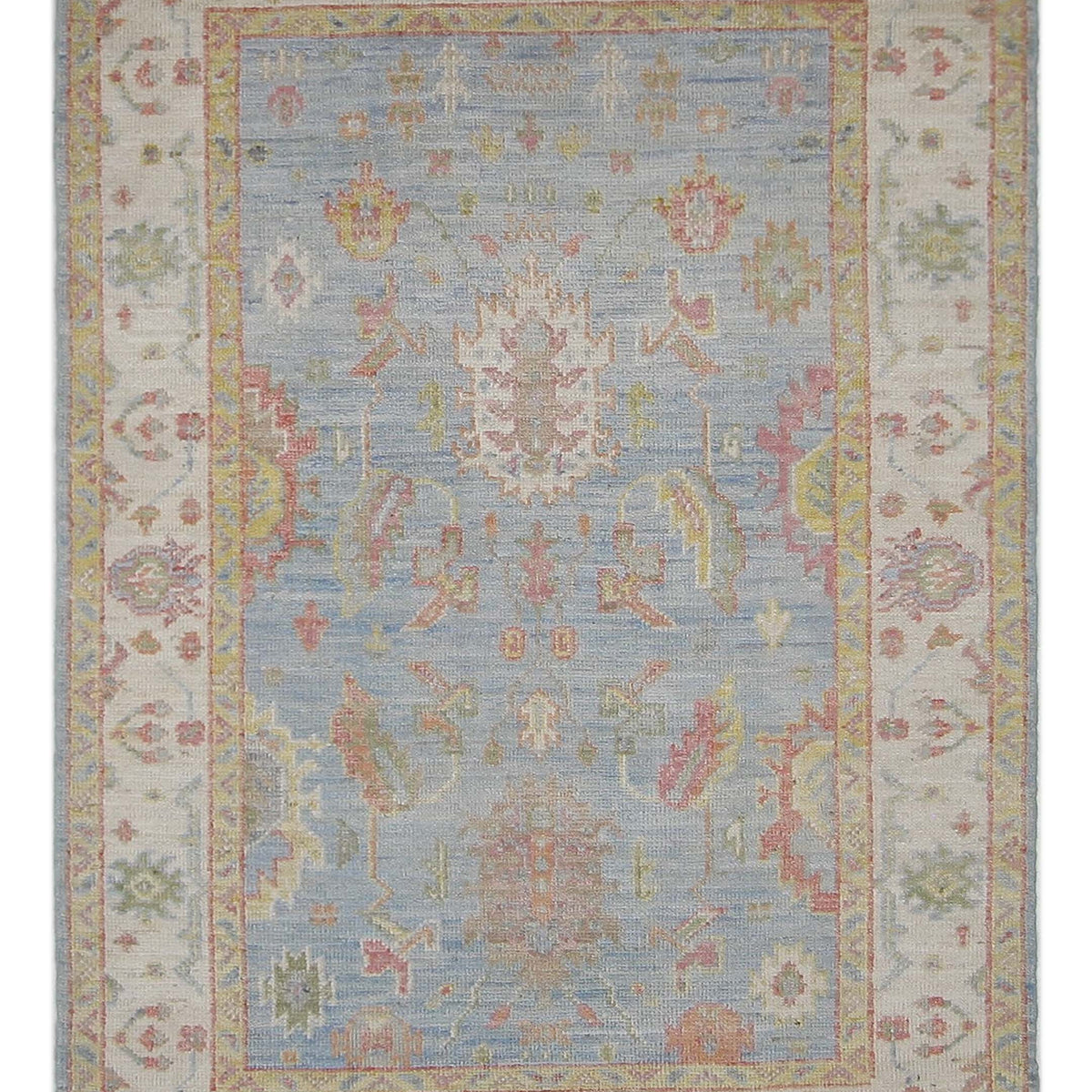 Pacific Ushak Wool Weft  Lt.Blue Ivory Transitional