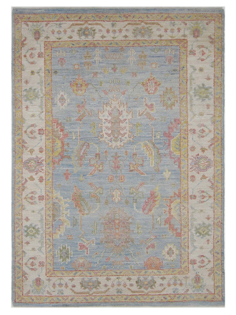 Pacific Ushak Wool Weft  Lt.Blue Ivory Transitional