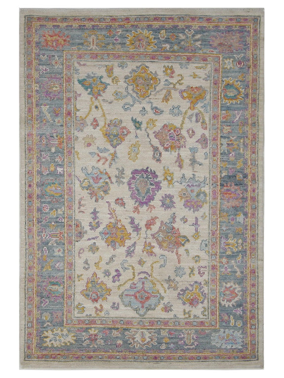 Pacific Ushak Wool Weft  Ivory Lt.Blue Transitional