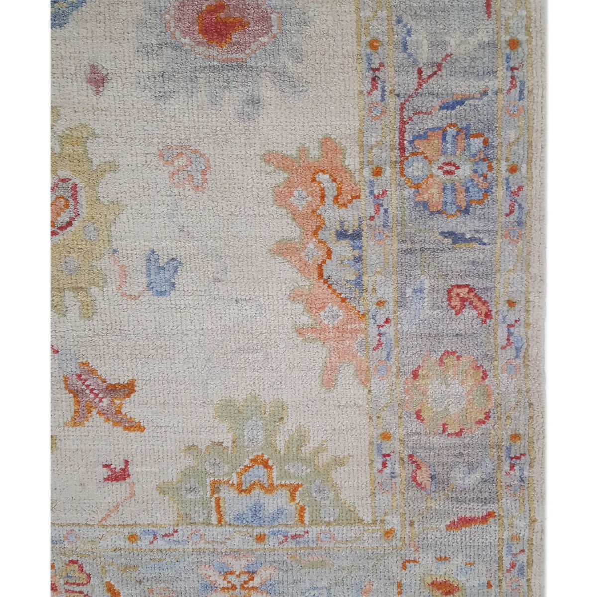 Pacific Ushak Wool Weft 42536 Ivory Lt.Grey Transitional Hand Knotted Rug