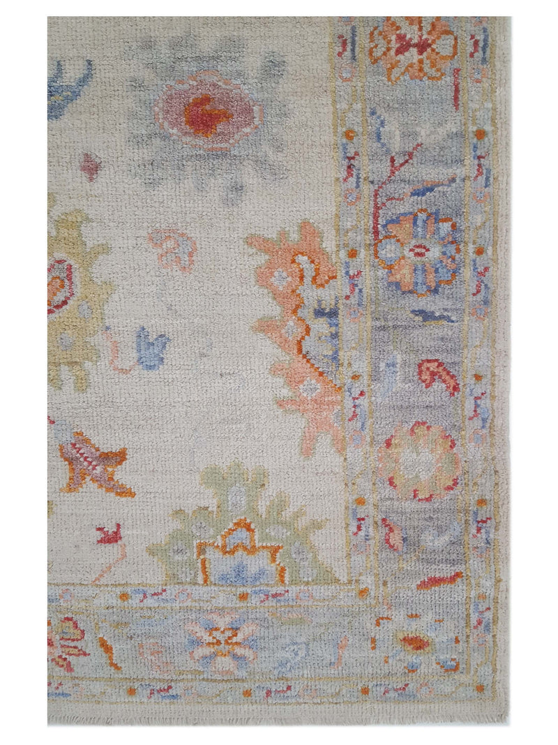 Pacific Ushak Wool Weft 42536 Ivory Lt.Grey Transitional Hand Knotted Rug