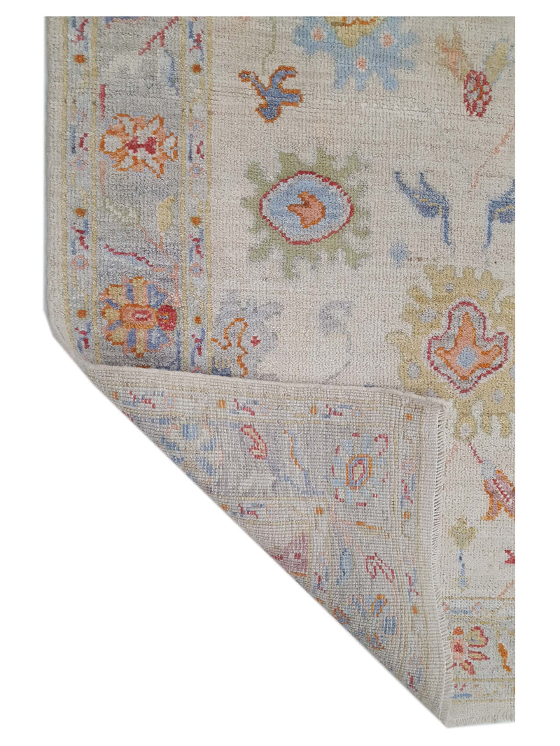 Pacific Ushak Wool Weft 42536 Ivory Lt.Grey Transitional Hand Knotted Rug