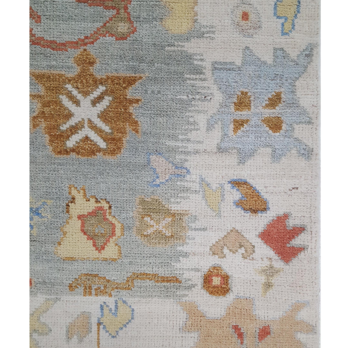 Pacific Ushak Wool Weft 42538 Lt.Grey Ivory Transitional Hand Knotted Rug